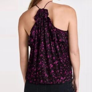Ramy Brook Pippin Textured Sleeveless Halter Top - Purple
